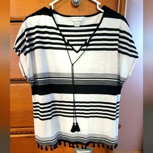 Gently used Christopher Banks P/XL casual shirt, black and white strip